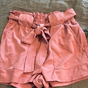 Women's Pink Tie-Waist Shorts